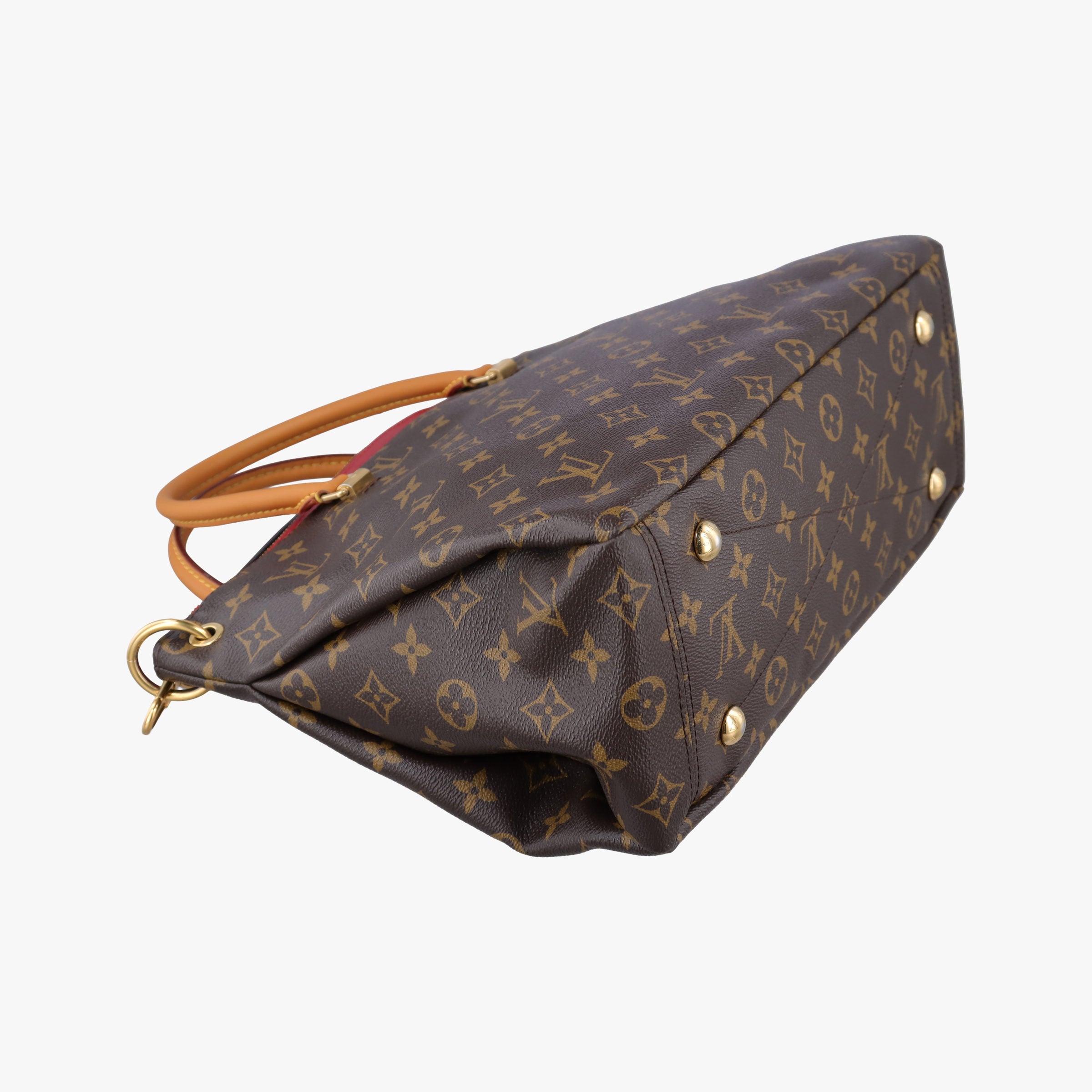 Pre-owned Louis Vuitton PALLAS brown×CERISE Monogram Canvas×calf leather M41175 shoulderbag | stylenewstar