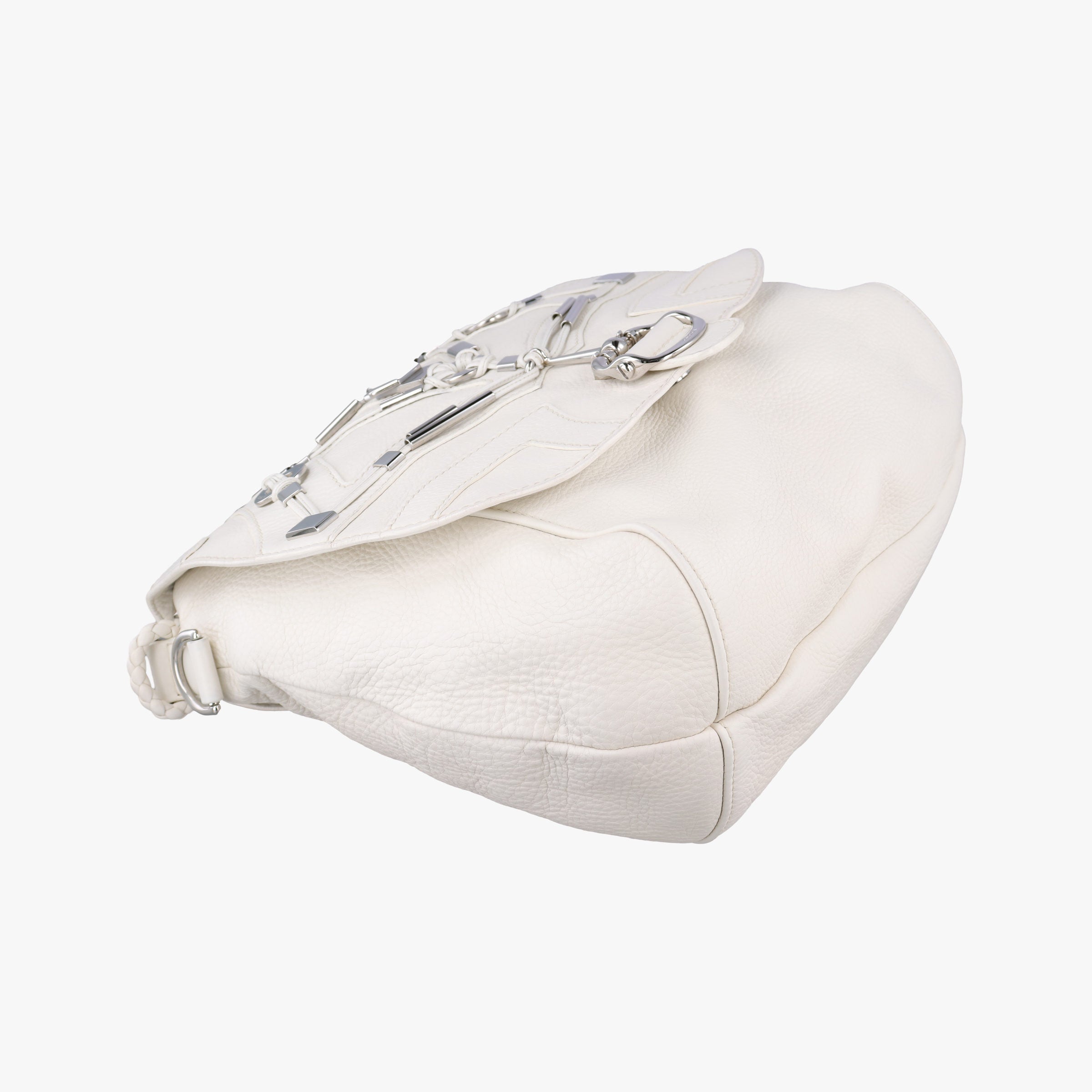 Pre-owned Gucci Techno Horsebit Convertible Hobo White Leather 240237 shoulderbag | stylenewstar
