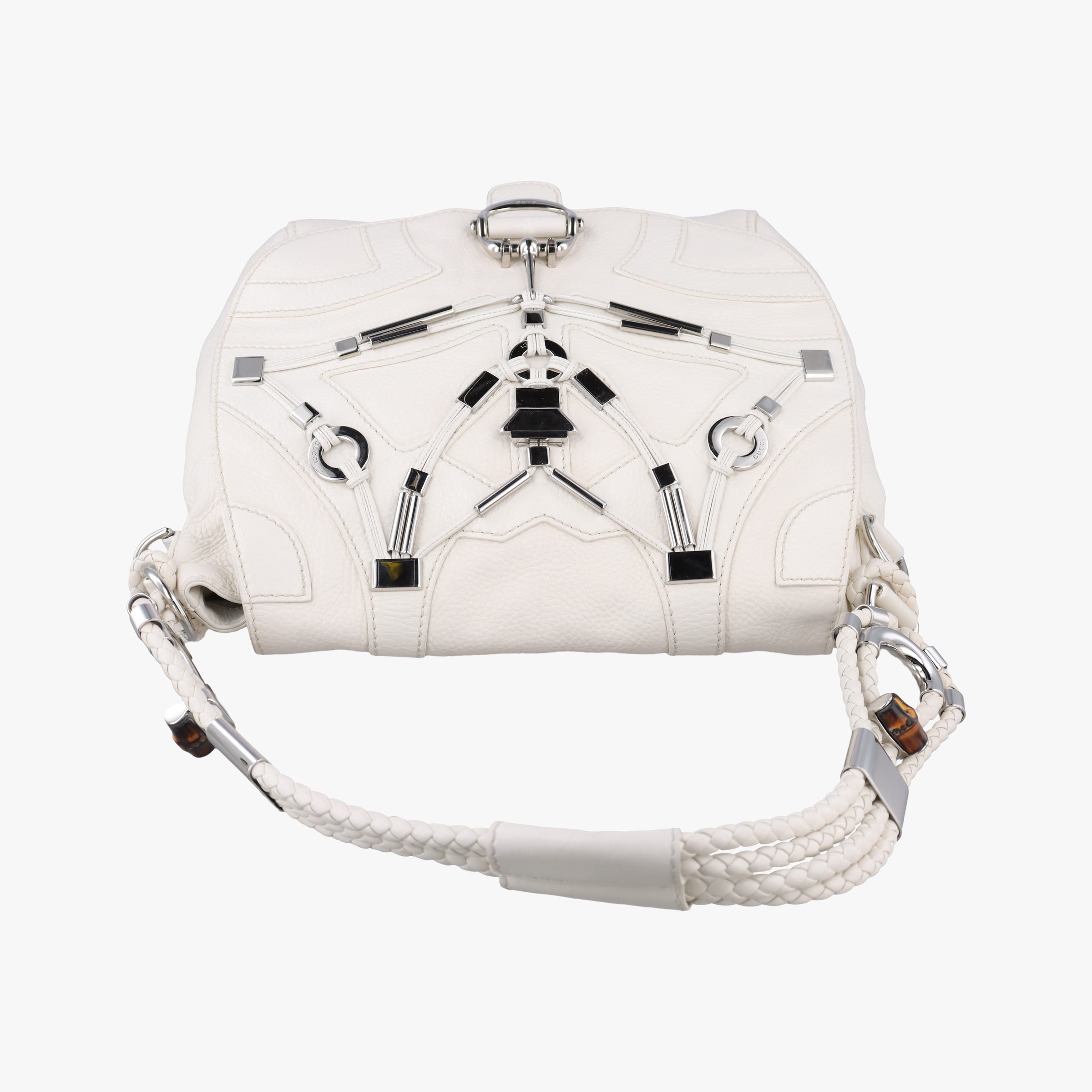 Pre-owned Gucci Techno Horsebit Convertible Hobo White Leather 240237 shoulderbag | stylenewstar