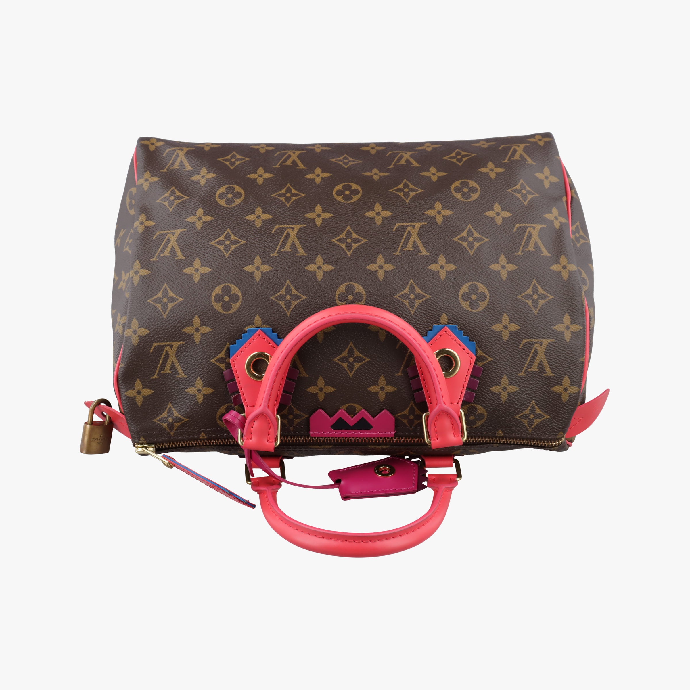 Pre-owned Louis Vuitton SPEEDY30 Brown×Flamingo Monogram Totem M41665 handbag | stylenewstar