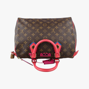 Pre-owned Louis Vuitton SPEEDY30 Brown×Flamingo Monogram Totem M41665 handbag | stylenewstar