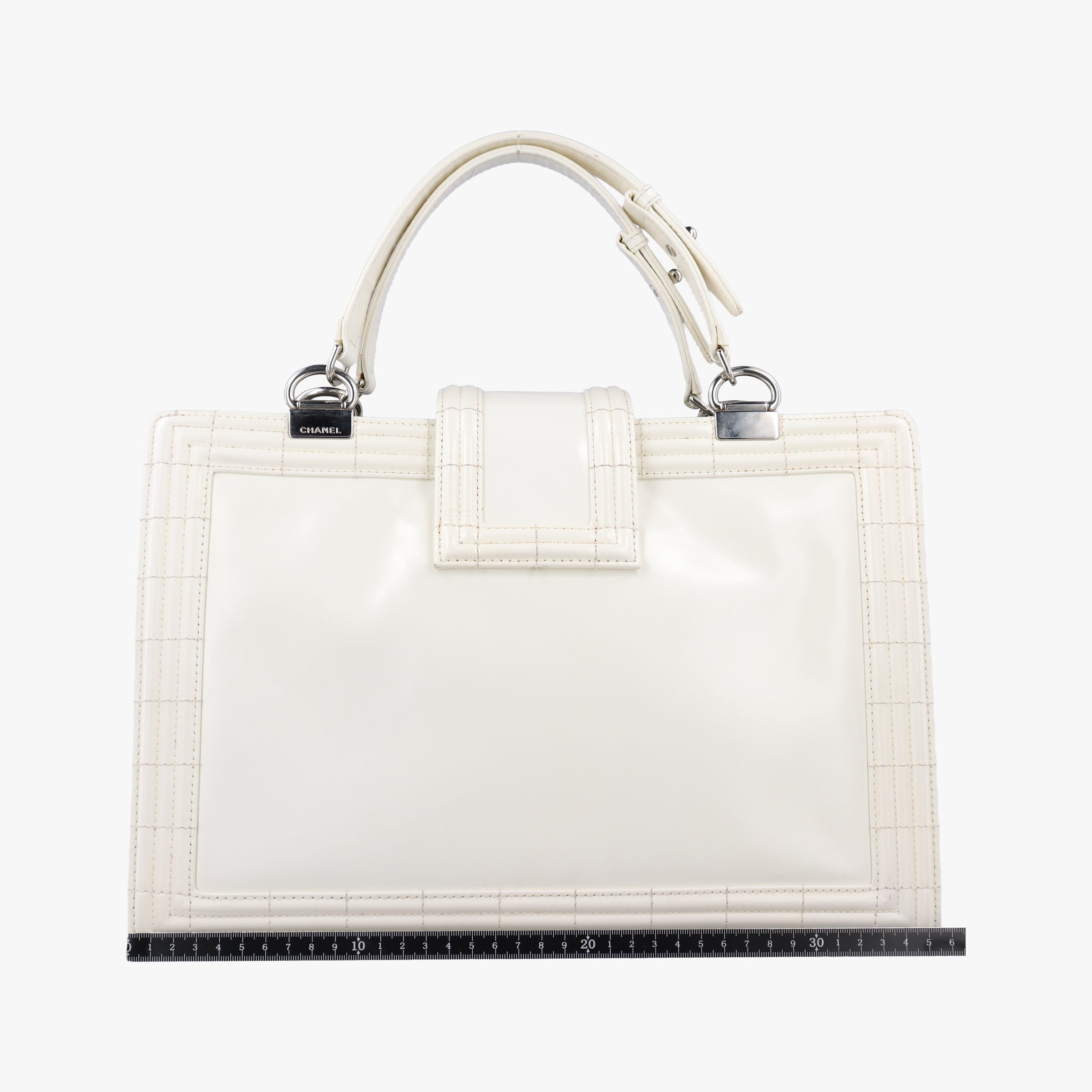 Pre-owned Chanel Jetsetter Boy Shopping Tote White Leather A67019 shoulderbag | stylenewstar