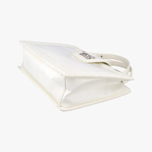 Pre-owned Chanel Jetsetter Boy Shopping Tote White Leather A67019 shoulderbag | stylenewstar