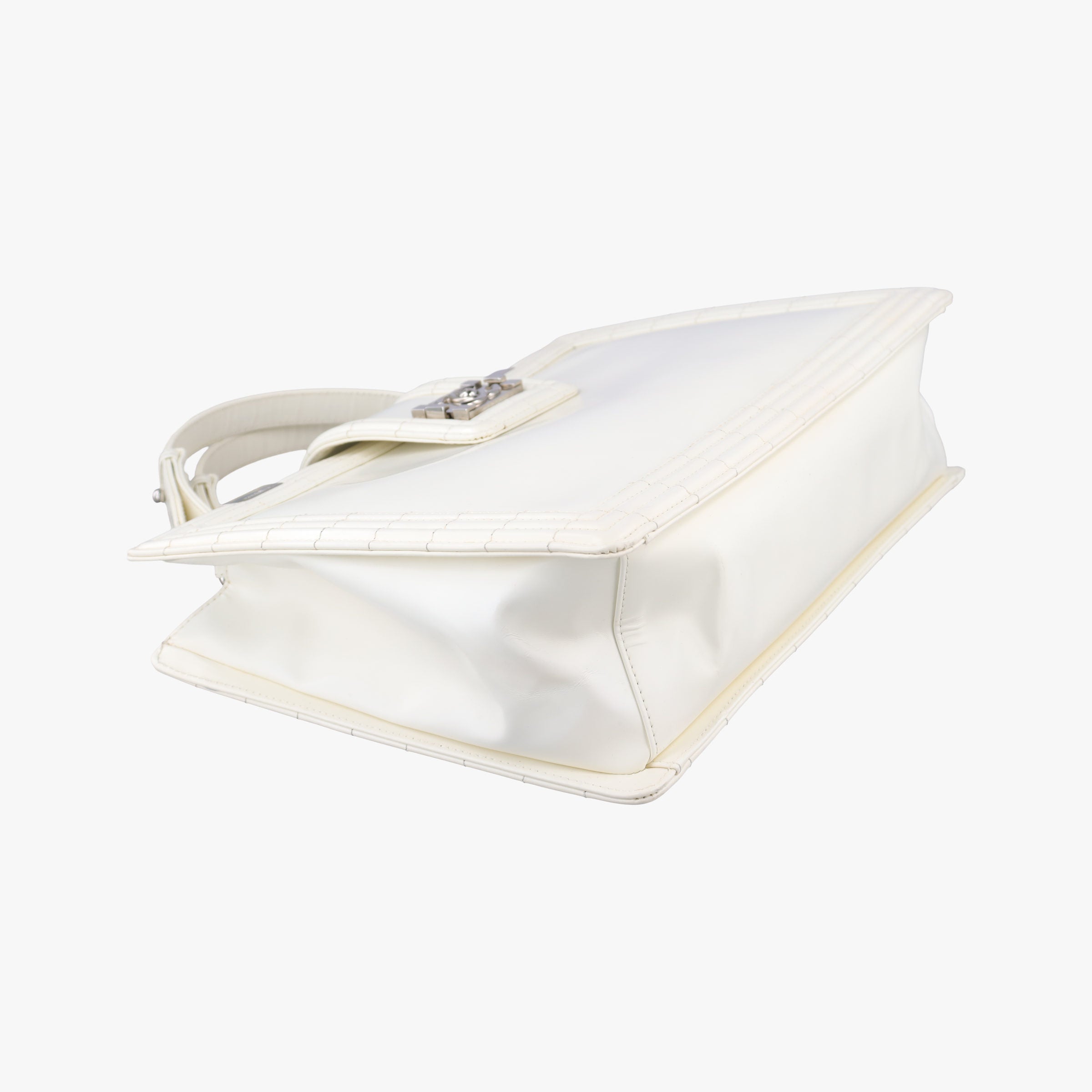 Pre-owned Chanel Jetsetter Boy Shopping Tote White Leather A67019 shoulderbag | stylenewstar