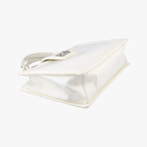Pre-owned Chanel Jetsetter Boy Shopping Tote White Leather A67019 shoulderbag | stylenewstar