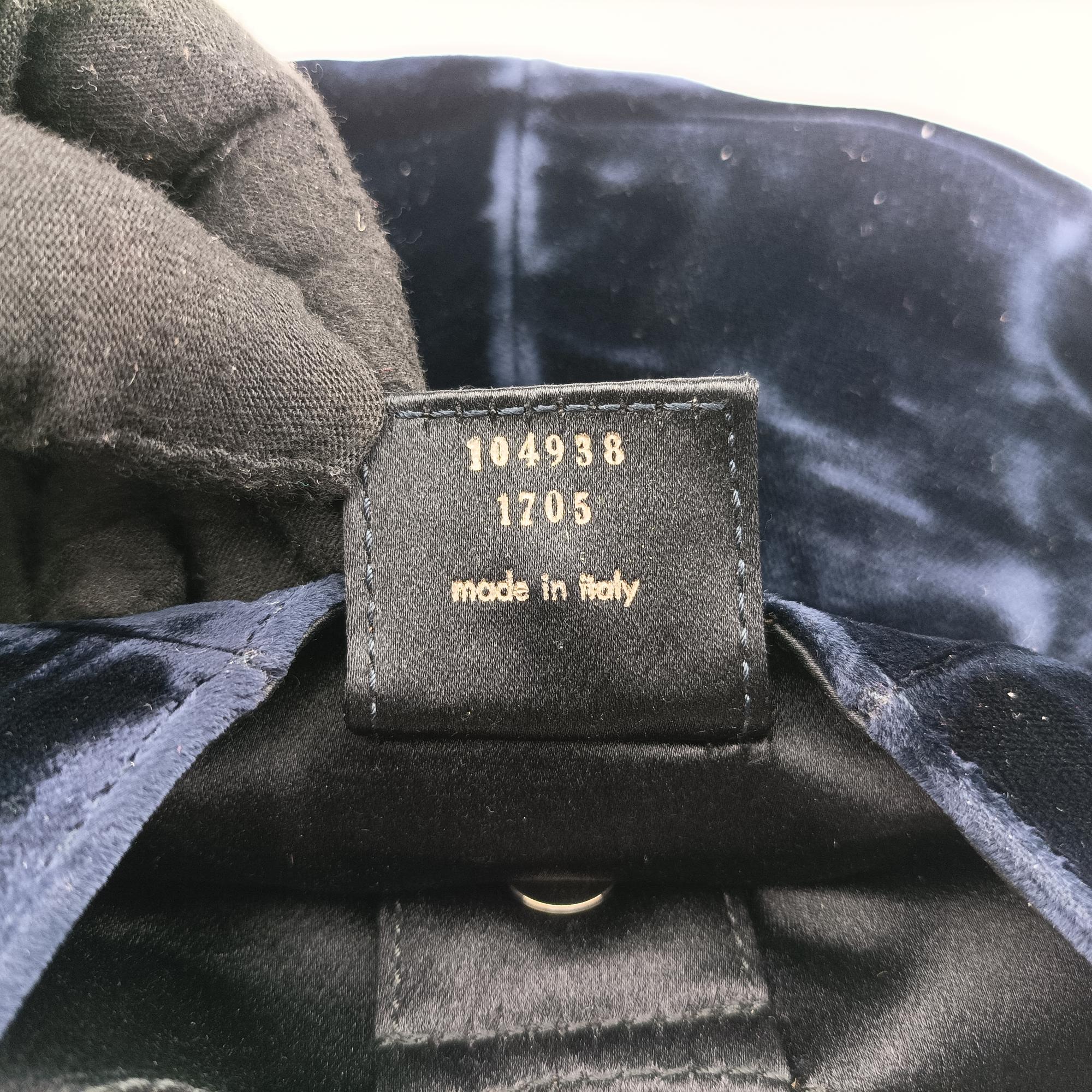 Pre-owned Yves Saint Laurent Rive Gauche Mombasa Blue velour 104938 handbag | stylenewstar