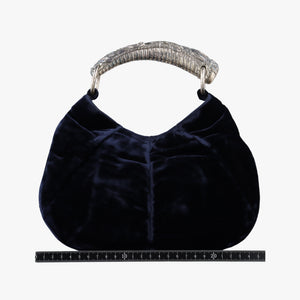 Pre-owned Yves Saint Laurent Rive Gauche Mombasa Blue velour 104938 handbag | stylenewstar