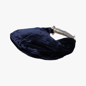 Pre-owned Yves Saint Laurent Rive Gauche Mombasa Blue velour 104938 handbag | stylenewstar