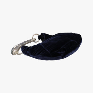 Pre-owned Yves Saint Laurent Rive Gauche Mombasa Blue velour 104938 handbag | stylenewstar