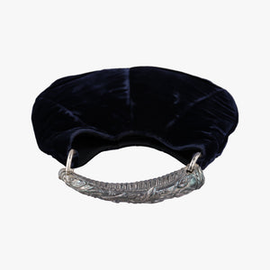 Pre-owned Yves Saint Laurent Rive Gauche Mombasa Blue velour 104938 handbag | stylenewstar