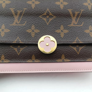 Vintage Louis Vuitton Portefeuille FLORE Chain brown×ROSE BALLERIN Monogram Canvas×calf leather M67405 shoulderbag | stylenewstar