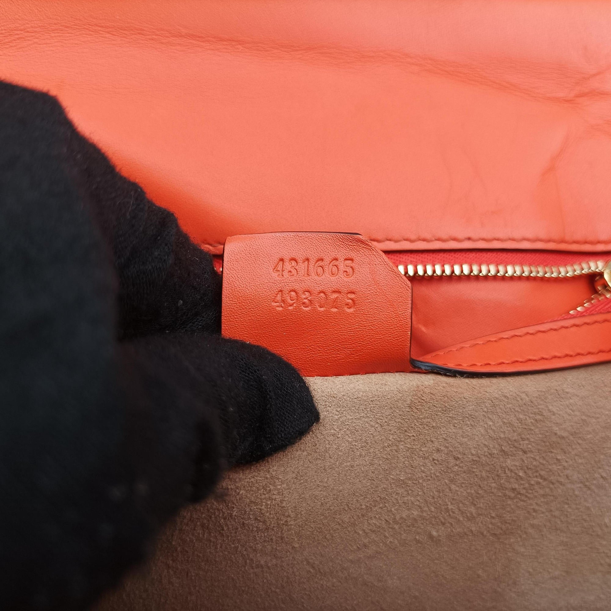 Pre-owned Gucci Sylvie Orange×Red×Black Leather 431665 shoulderbag | stylenewstar