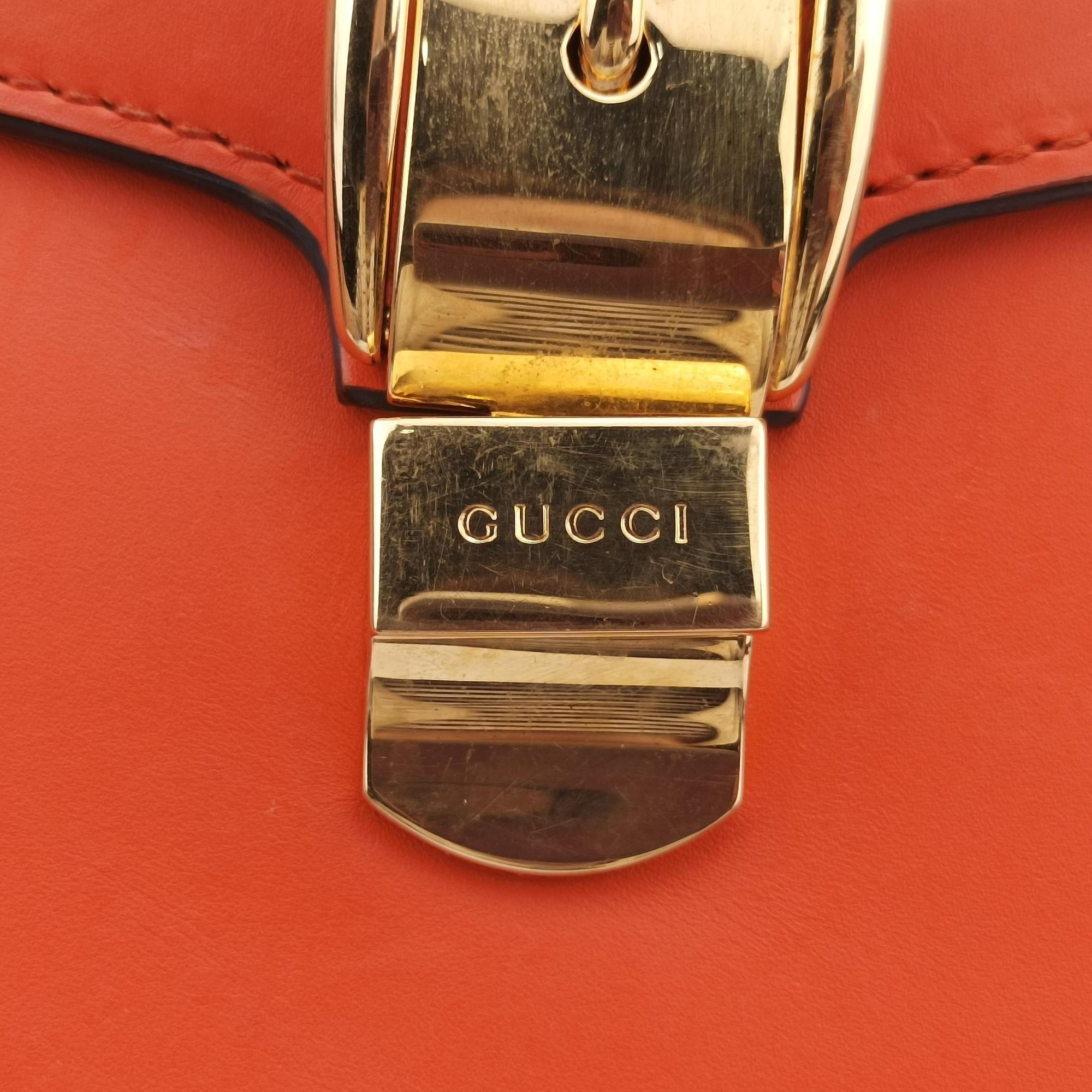 Pre-owned Gucci Sylvie Orange×Red×Black Leather 431665 shoulderbag | stylenewstar