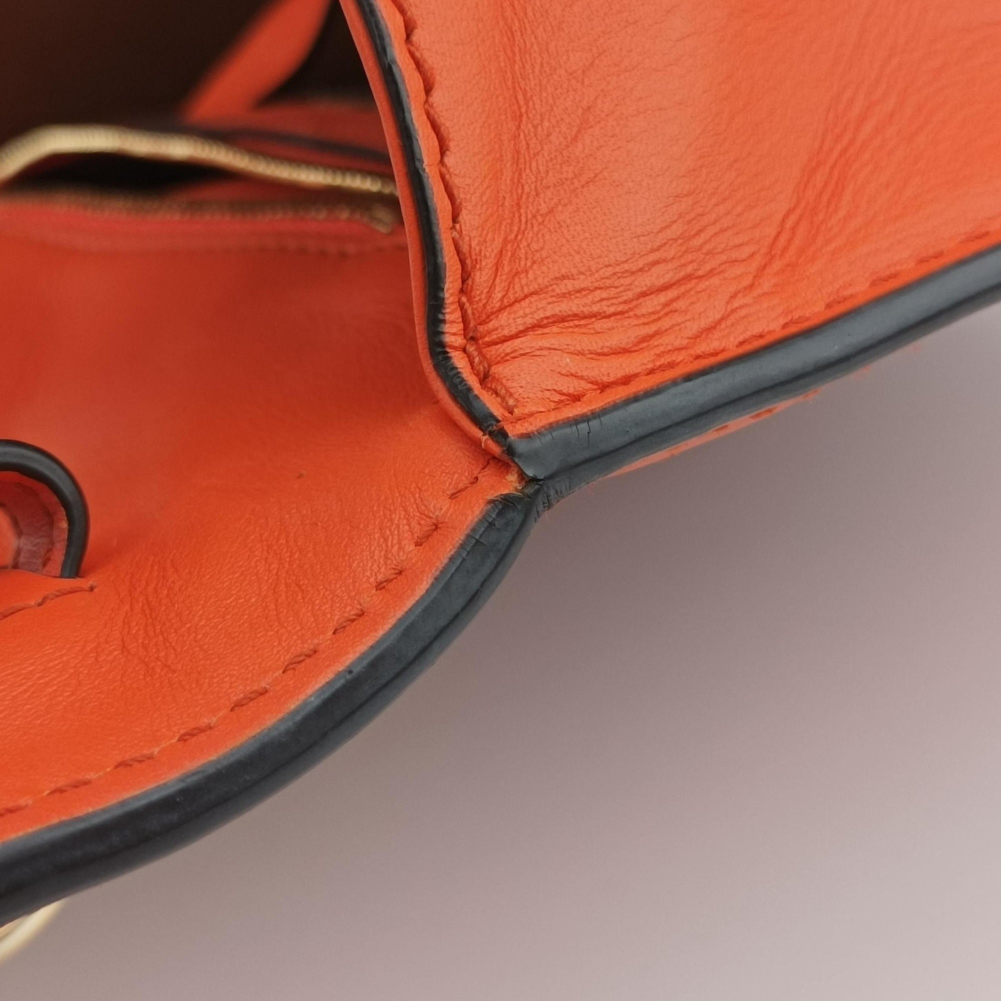 Pre-owned Gucci Sylvie Orange×Red×Black Leather 431665 shoulderbag | stylenewstar