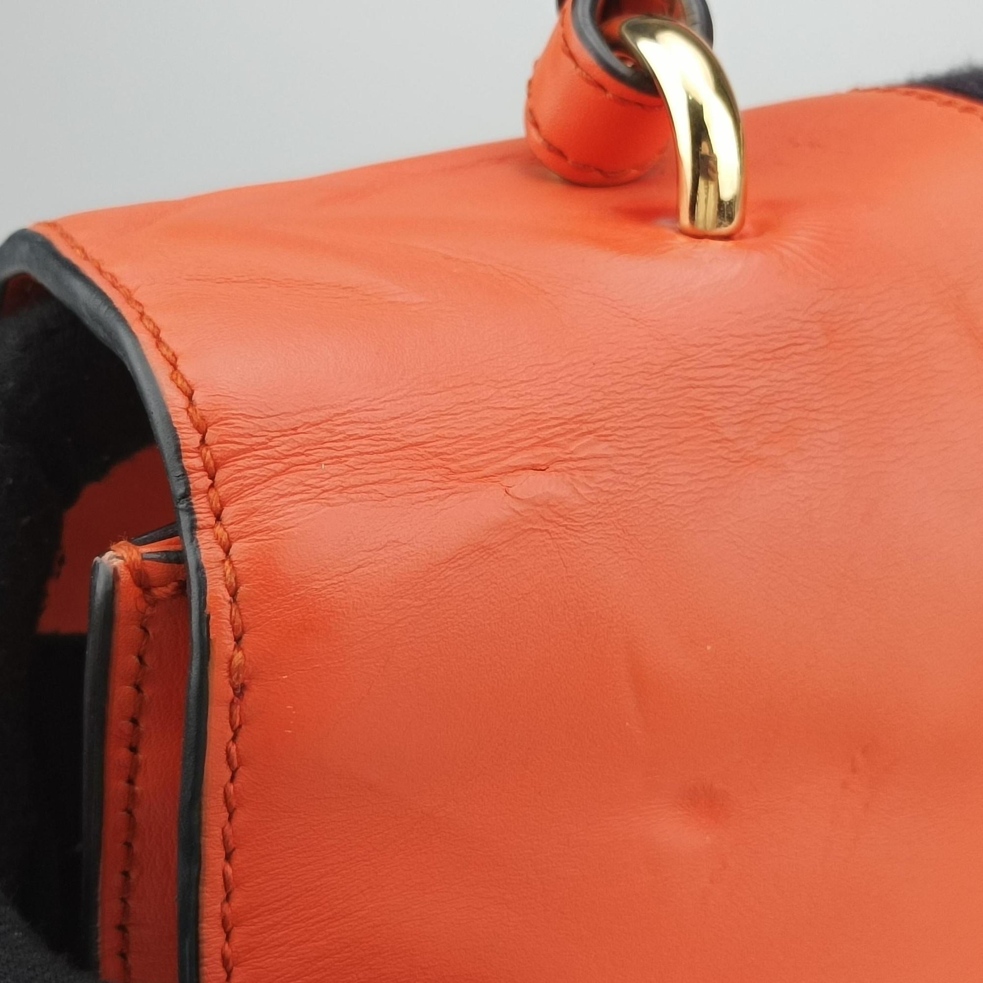 Pre-owned Gucci Sylvie Orange×Red×Black Leather 431665 shoulderbag | stylenewstar