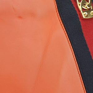 Pre-owned Gucci Sylvie Orange×Red×Black Leather 431665 shoulderbag | stylenewstar