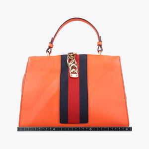 Pre-owned Gucci Sylvie Orange×Red×Black Leather 431665 shoulderbag | stylenewstar