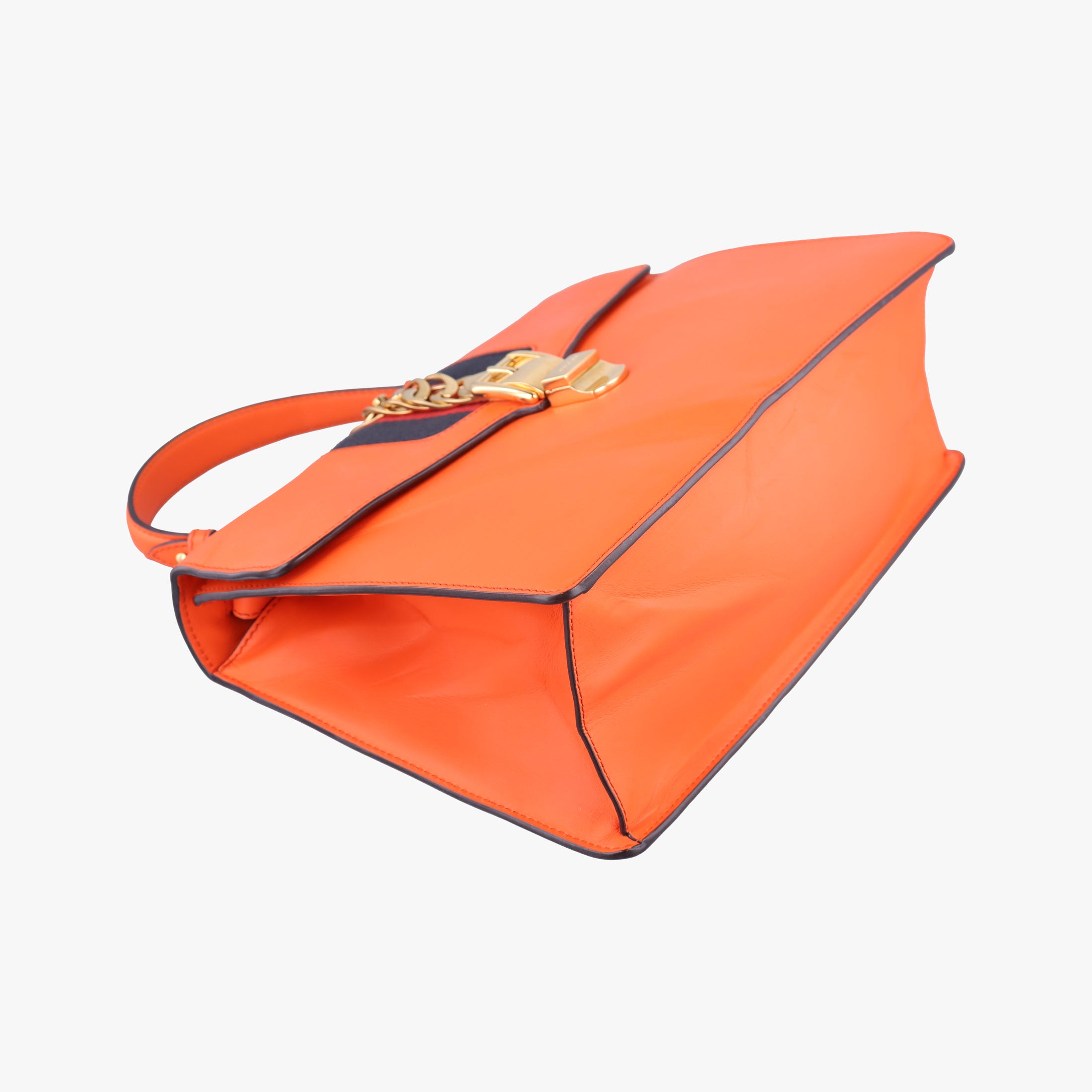 Pre-owned Gucci Sylvie Orange×Red×Black Leather 431665 shoulderbag | stylenewstar