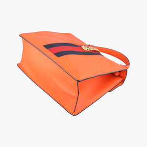 Pre-owned Gucci Sylvie Orange×Red×Black Leather 431665 shoulderbag | stylenewstar