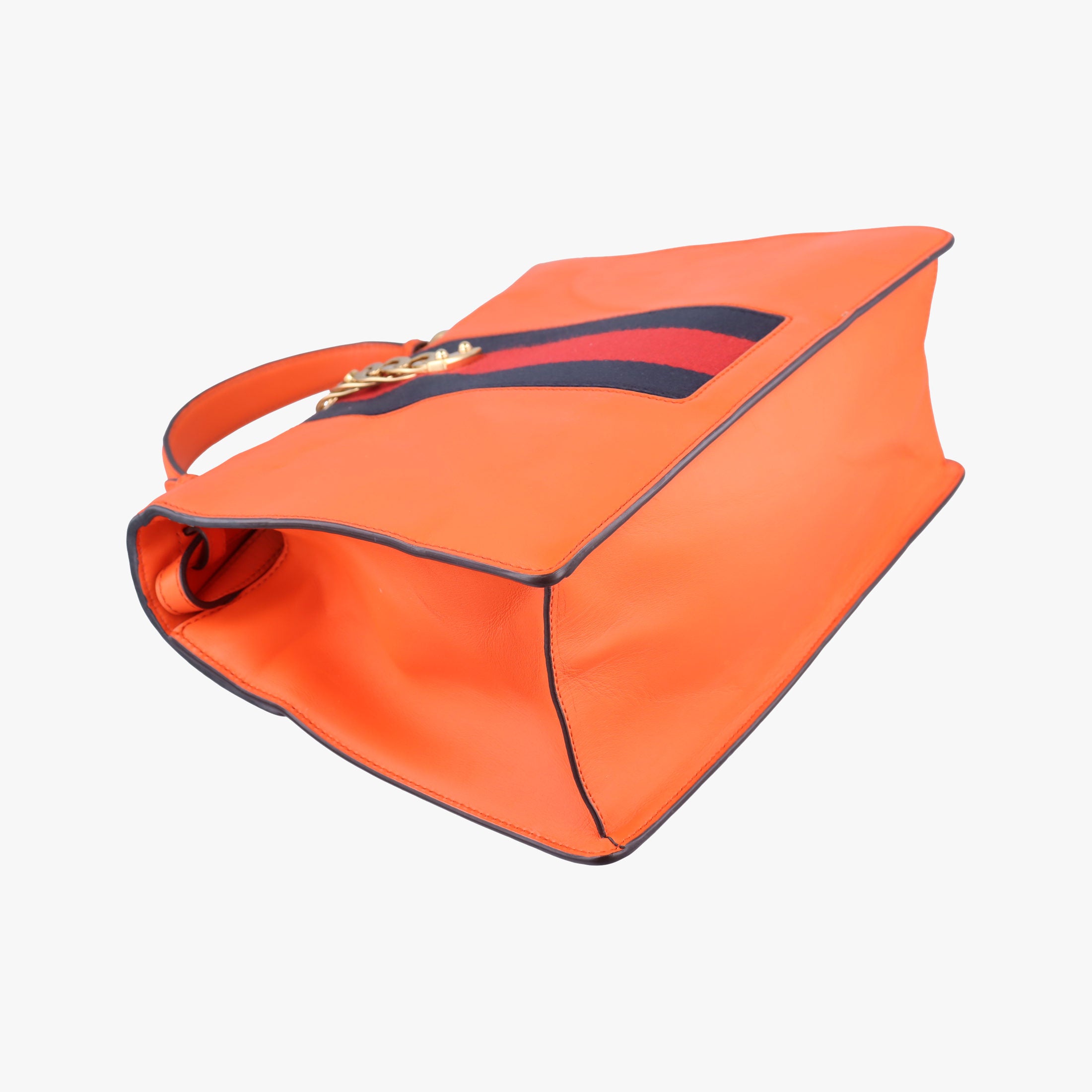 Pre-owned Gucci Sylvie Orange×Red×Black Leather 431665 shoulderbag | stylenewstar