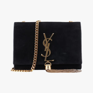 Pre-owned Yves Saint Laurent KATE Black Suede×Leather 354120 shoulderbag | stylenewstar