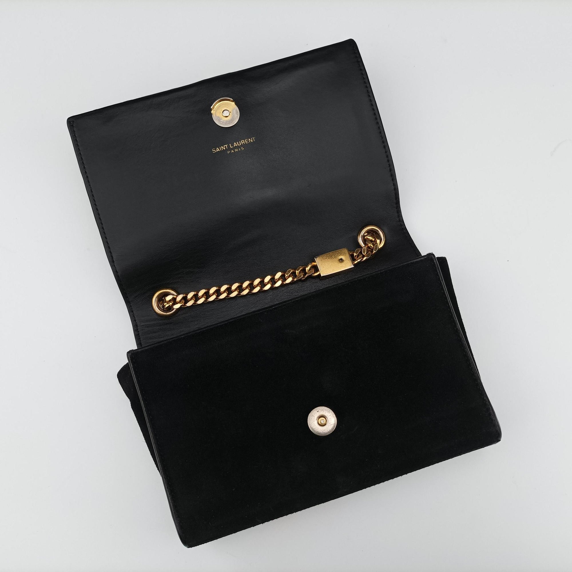 Pre-owned Yves Saint Laurent KATE Black Suede×Leather 354120 shoulderbag | stylenewstar