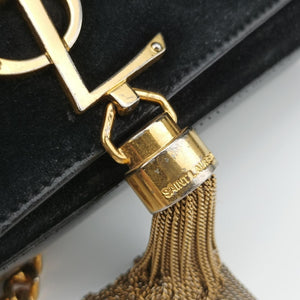Pre-owned Yves Saint Laurent KATE Black Suede×Leather 354120 shoulderbag | stylenewstar