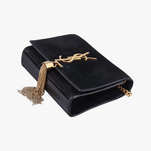 Pre-owned Yves Saint Laurent KATE Black Suede×Leather 354120 shoulderbag | stylenewstar