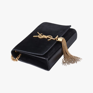 Pre-owned Yves Saint Laurent KATE Black Suede×Leather 354120 shoulderbag | stylenewstar