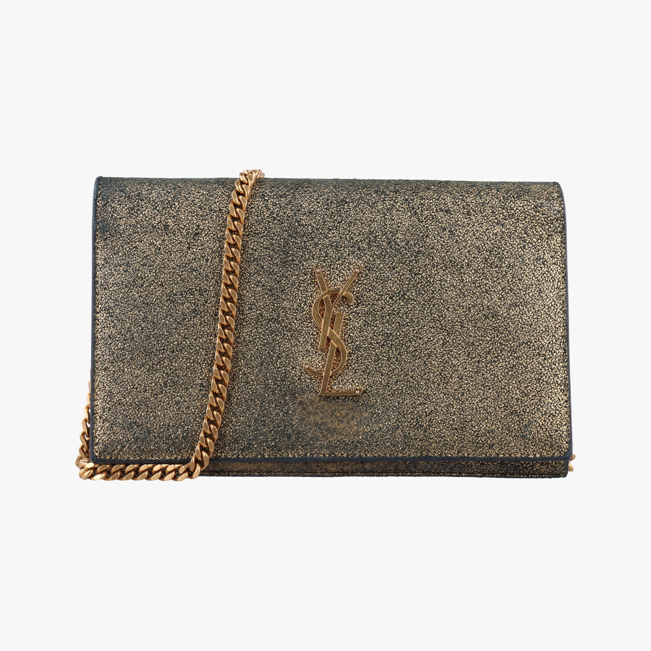 Pre-owned Yves Saint Laurent KATE Golden Leather 377829 shoulderbag | stylenewstar