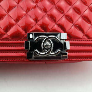 Pre-owned Chanel BOY CHANEL Red Patent A67086 shoulderbag | stylenewstar