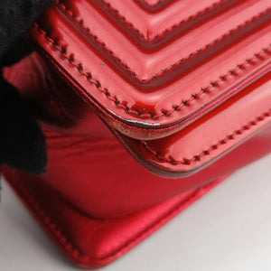 Pre-owned Chanel BOY CHANEL Red Patent A67086 shoulderbag | stylenewstar