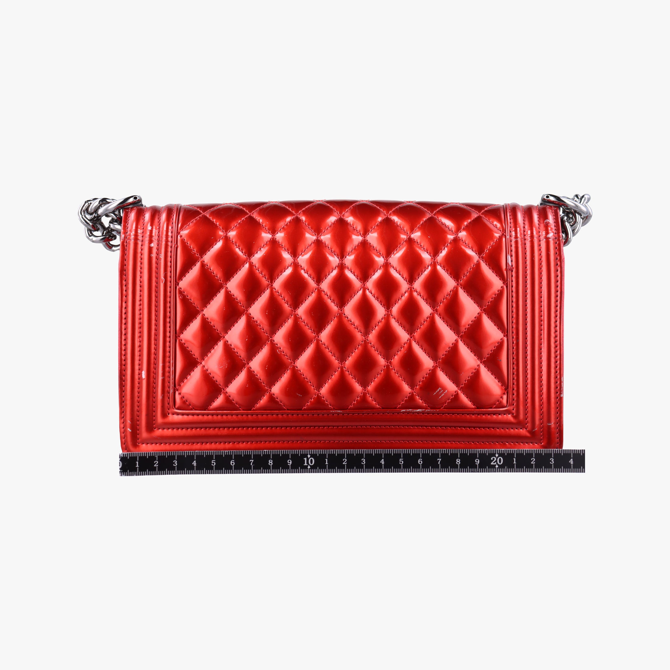 Pre-owned Chanel BOY CHANEL Red Patent A67086 shoulderbag | stylenewstar