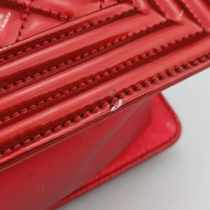 Pre-owned Chanel BOY CHANEL Red Patent A67086 shoulderbag | stylenewstar