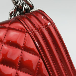 Pre-owned Chanel BOY CHANEL Red Patent A67086 shoulderbag | stylenewstar