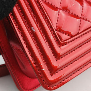 Pre-owned Chanel BOY CHANEL Red Patent A67086 shoulderbag | stylenewstar
