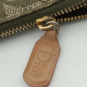 Pre-owned Christian Dior Saddle Green×beige Jacquard×Leather  shoulderbag | stylenewstar