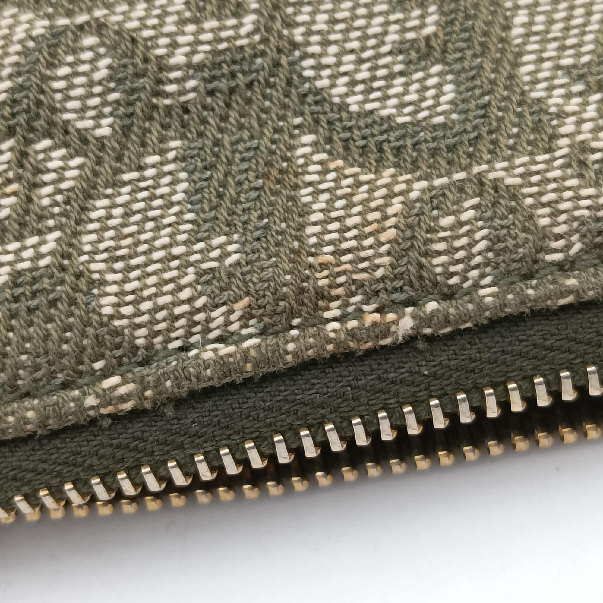 Pre-owned Christian Dior Saddle Green×beige Jacquard×Leather  shoulderbag | stylenewstar