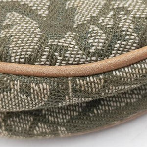 Pre-owned Christian Dior Saddle Green×beige Jacquard×Leather  shoulderbag | stylenewstar