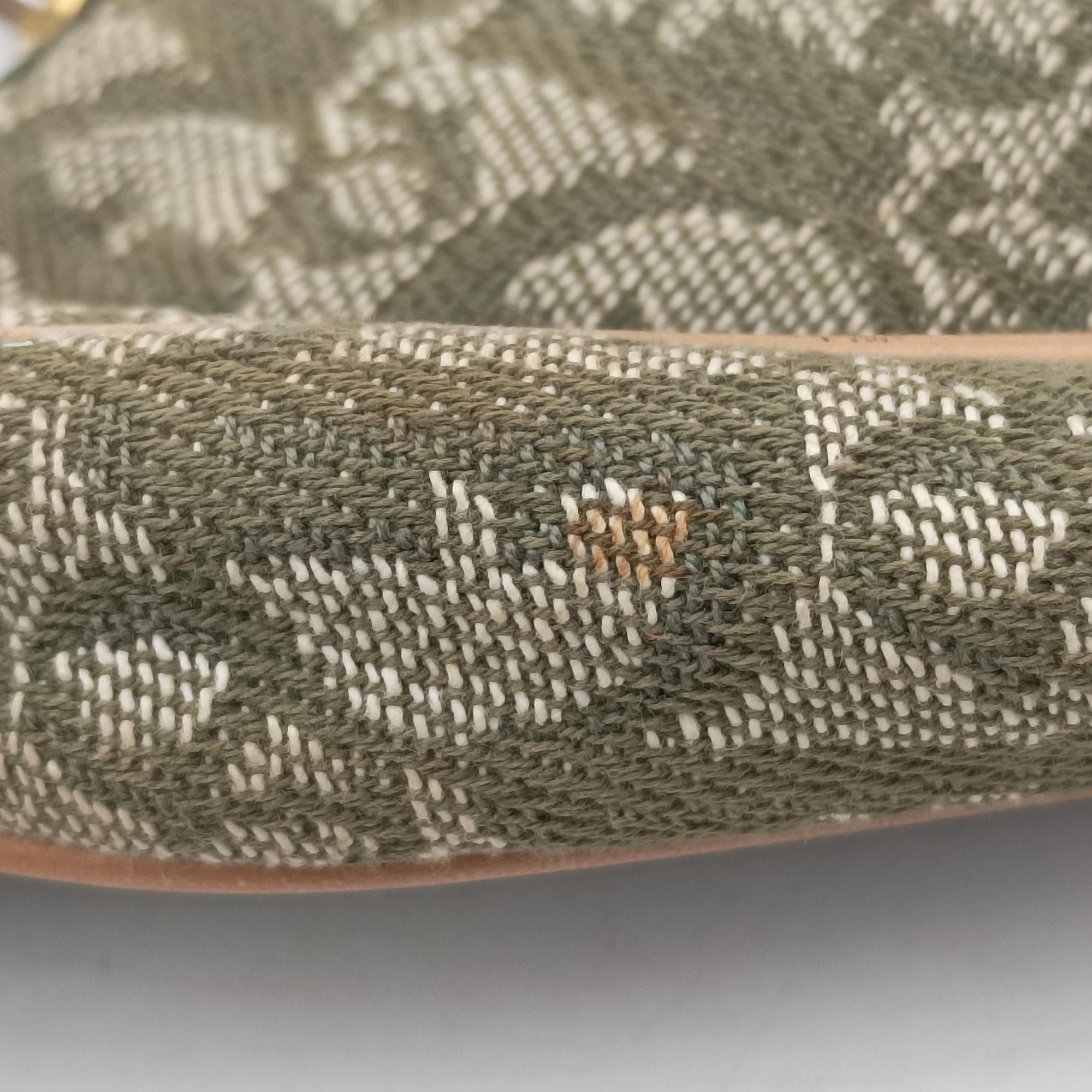 Pre-owned Christian Dior Saddle Green×beige Jacquard×Leather  shoulderbag | stylenewstar