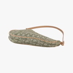 Pre-owned Christian Dior Saddle Green×beige Jacquard×Leather  shoulderbag | stylenewstar