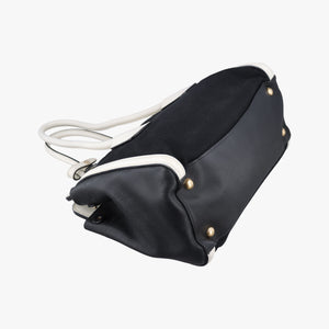 Pre-owned Prada Logo White×Black Saffiano leather×leather×canvas BN2595 shoulderbag | stylenewstar