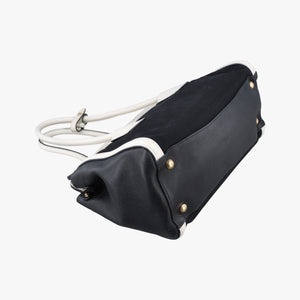 Pre-owned Prada Logo White×Black Saffiano leather×leather×canvas BN2595 shoulderbag | stylenewstar