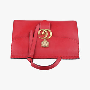 Pre-owned Gucci GG Marmont Animalier Red Leather 409155 handbag | stylenewstar