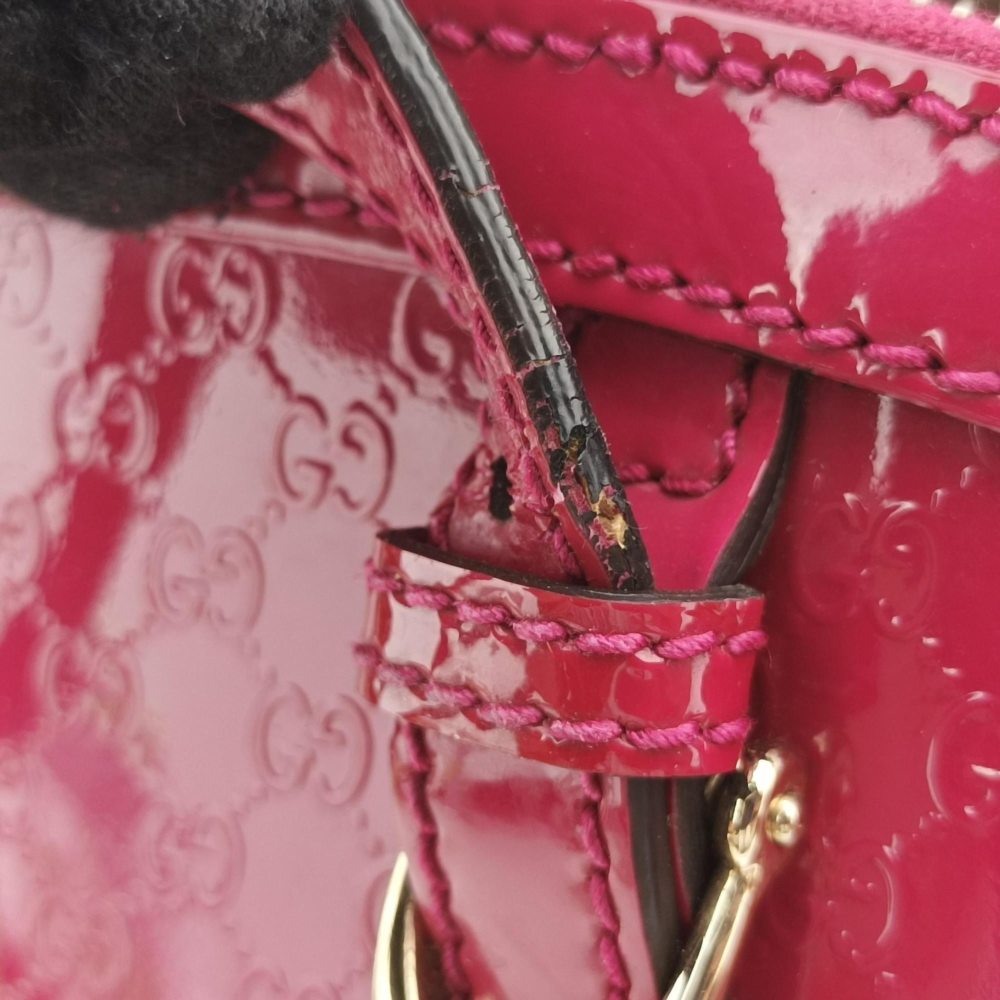 Pre-owned Gucci Microguccissima Rose Patent 309617 shoulderbag | stylenewstar