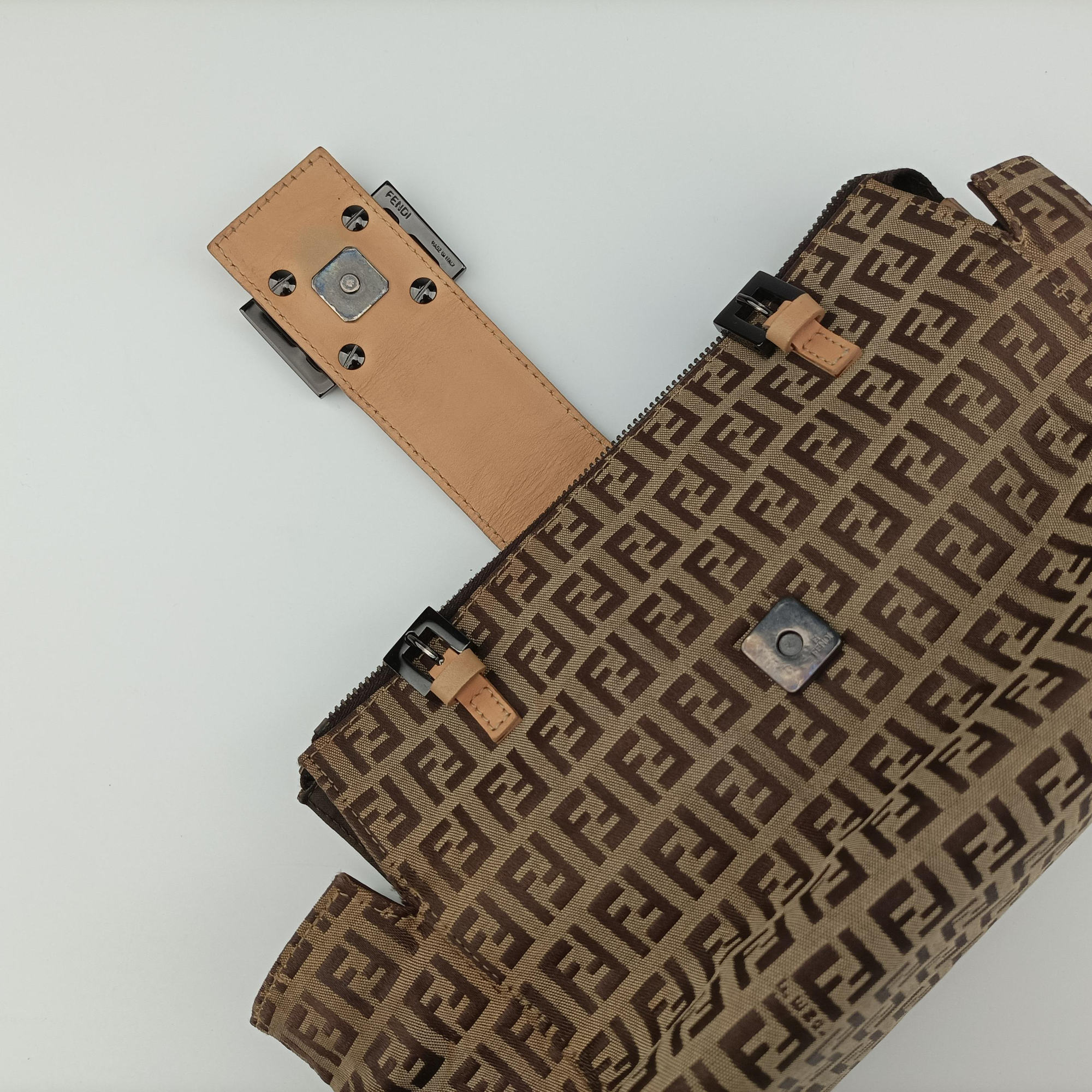Vintage Fendi Zucchino Brown×Beige canvas×leather 8BL000 handbag | stylenewstar