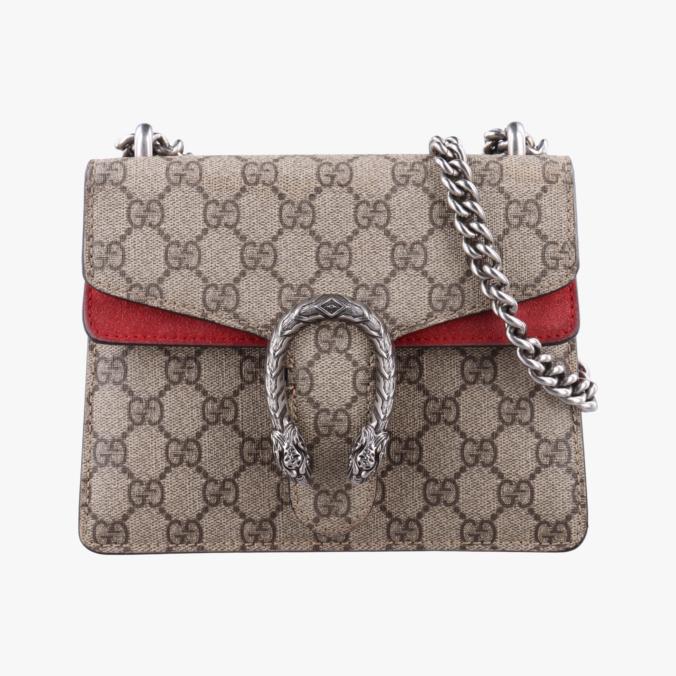 Pre-owned Gucci Dionysus beige×red PVC coated canvas×suede 421970 shoulderbag | stylenewstar