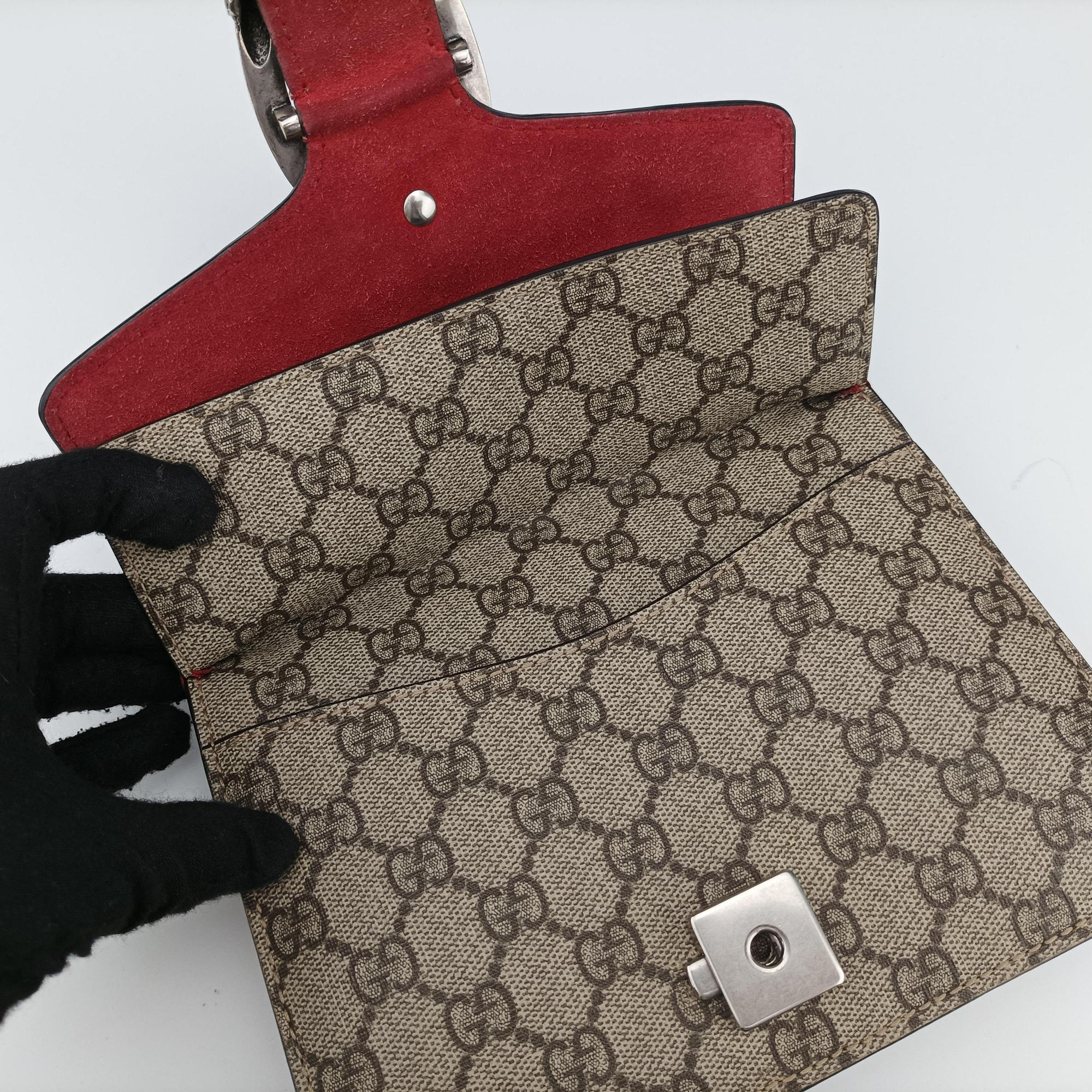 Pre-owned Gucci Dionysus beige×red PVC coated canvas×suede 421970 shoulderbag | stylenewstar