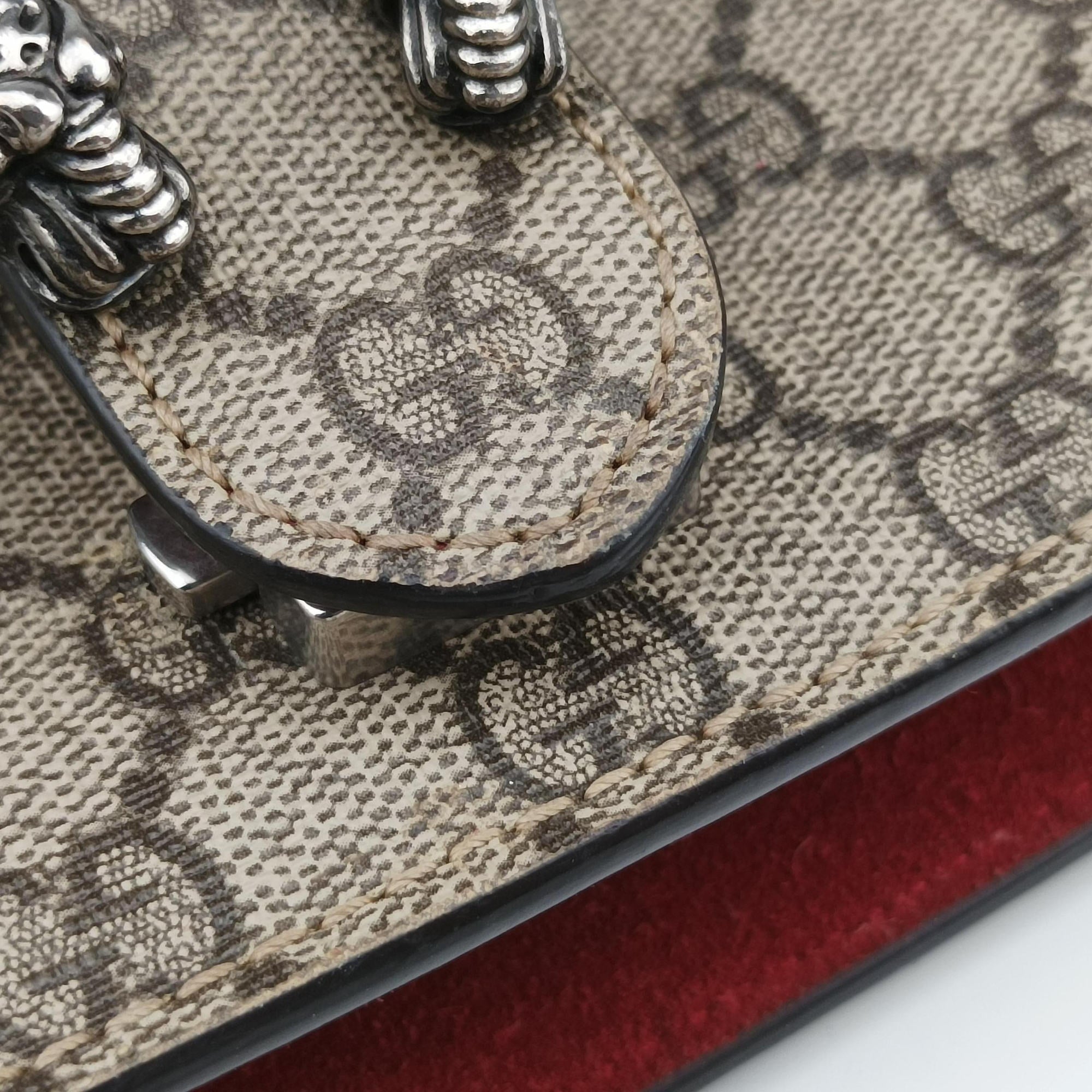 Pre-owned Gucci Dionysus beige×red PVC coated canvas×suede 421970 shoulderbag | stylenewstar