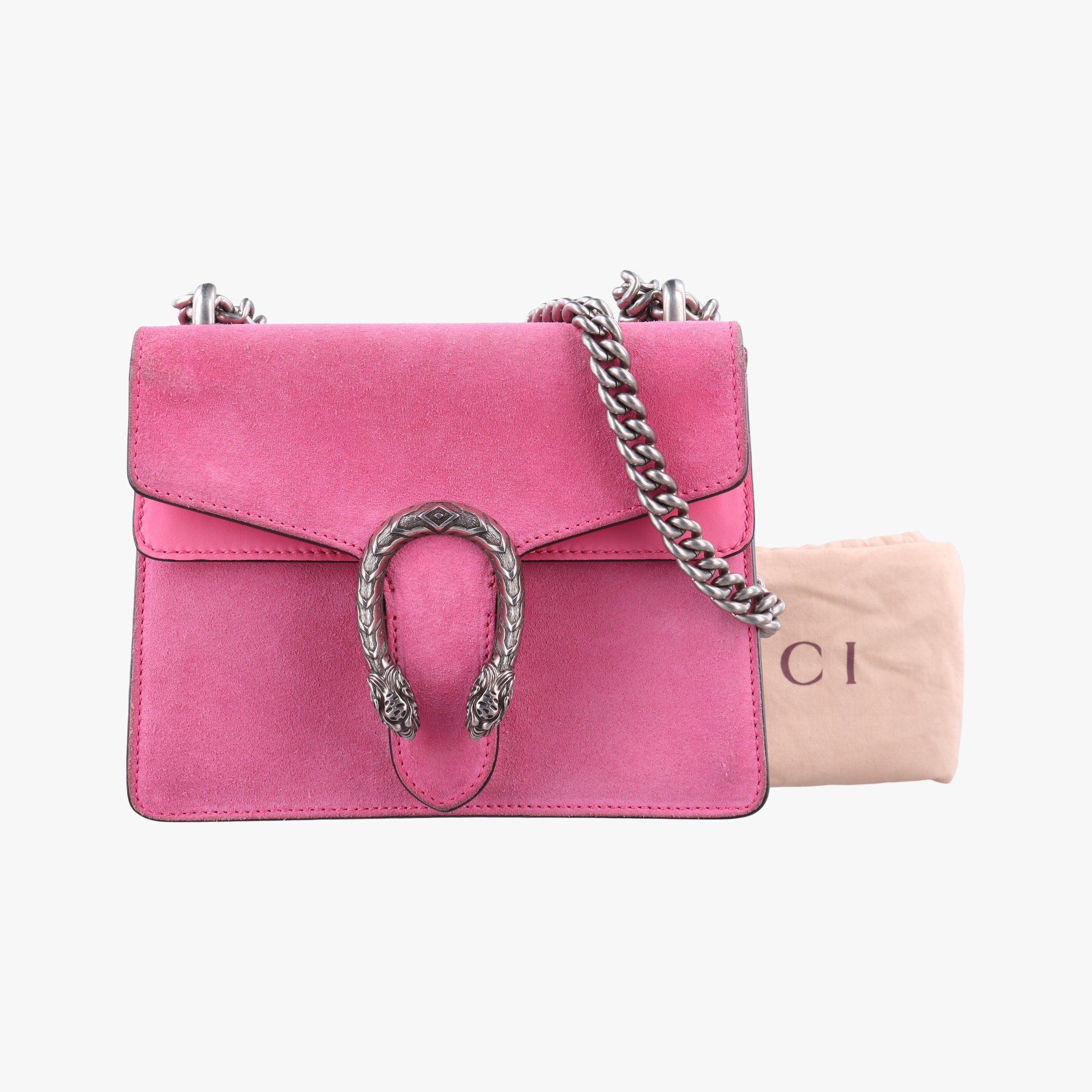 Pre-owned Gucci Dionysus Pink Suede×leather 421970 shoulderbag | stylenewstar